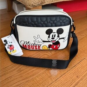 Disney Mickey Mouse Print Black and White Cream Embossed Crossbody NWT